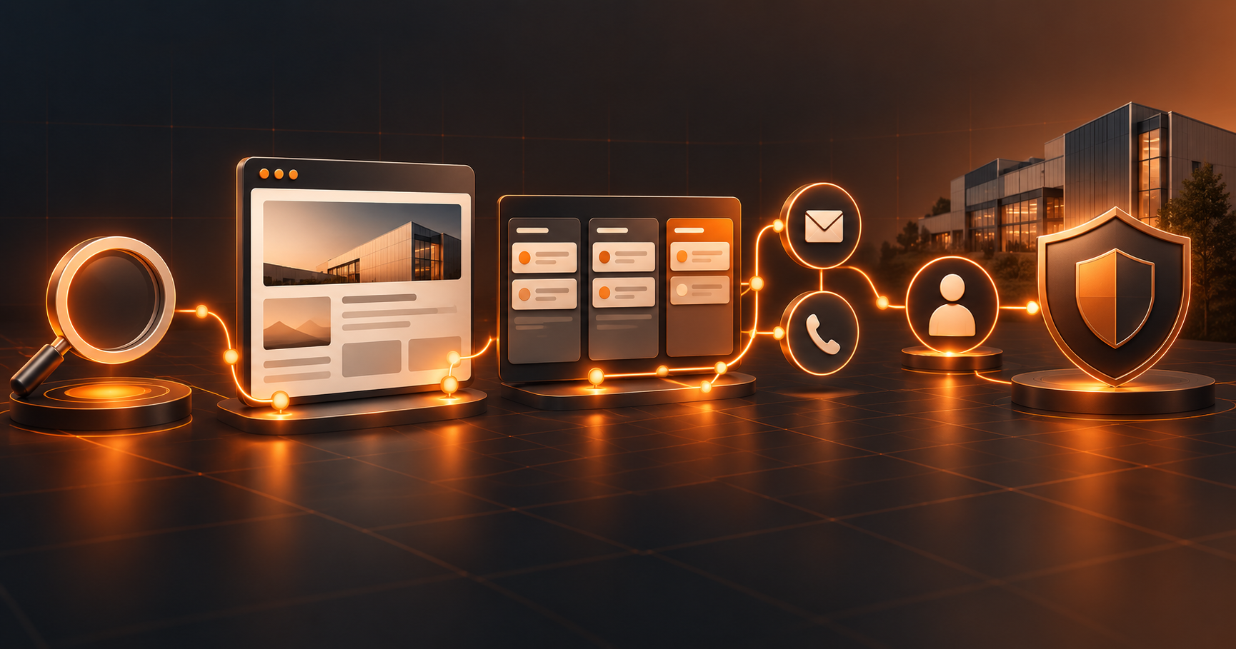 B2B marketing system for a fire protection company connecting SEO, website, CRM and sales follow-up