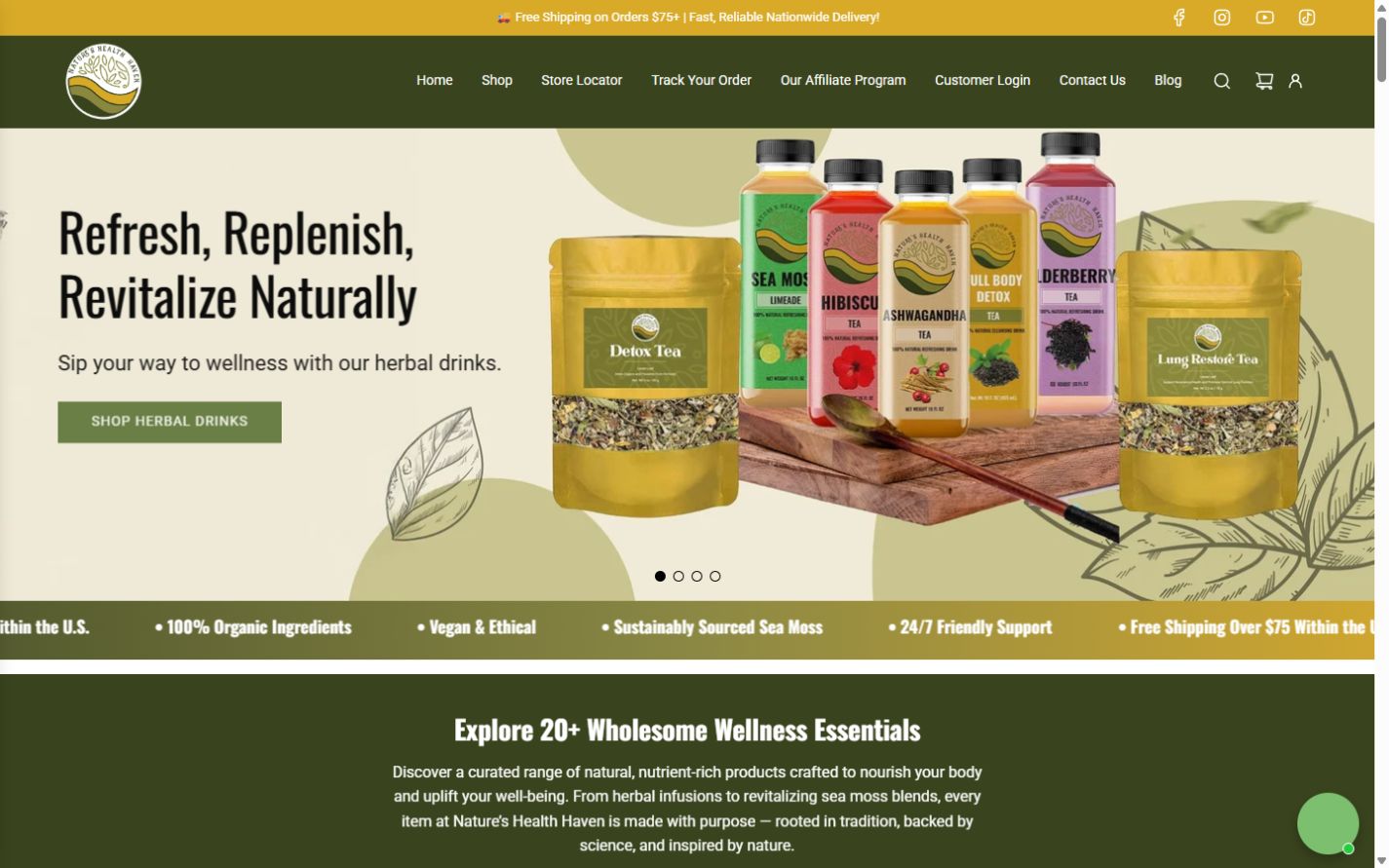 Nature's Health Haven ecommerce website preview