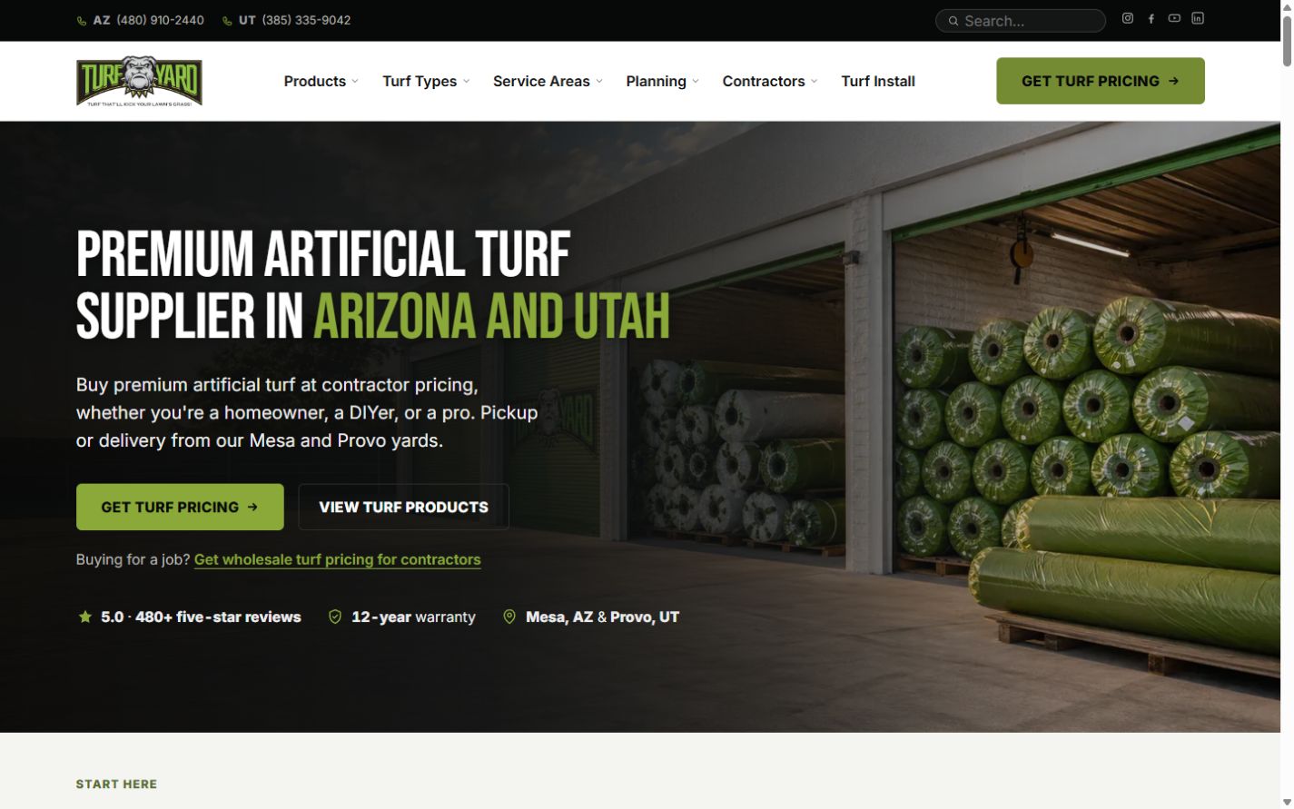 The Turf Yard website preview