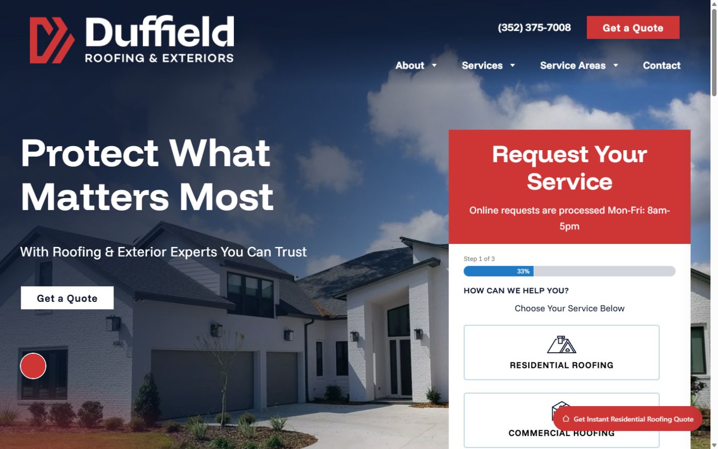 Duffield Roofing and Exteriors website preview